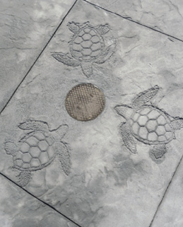 grey concrete with turtle design