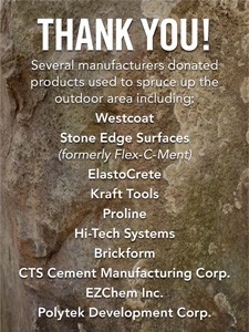 manufacturers who donated products to outdoor area