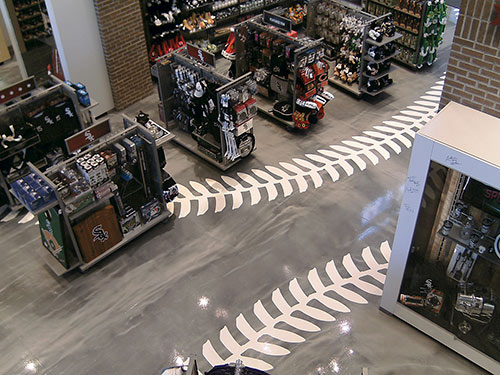 Epoxy Floors in White Sox Team Colors at Chicago Sports Depot - Concrete  Decor