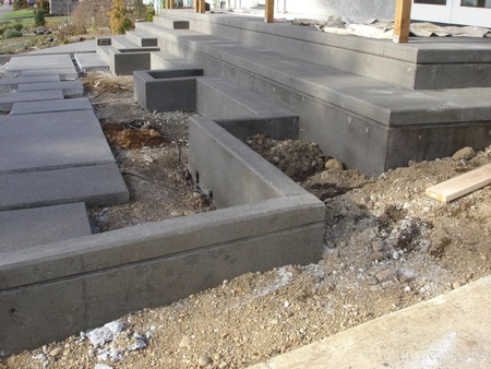 A front yard full of concrete terracing in Portland, Ore. | Concrete Decor