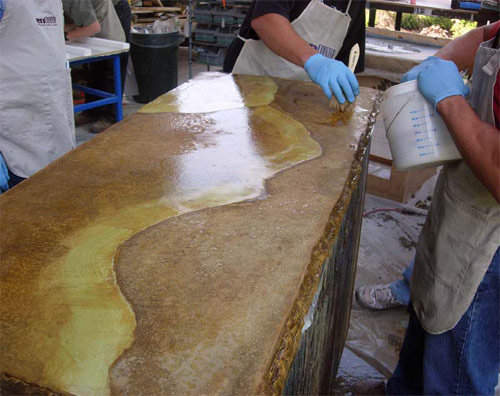 Using epoxies as a pop of color on concrete countertops
