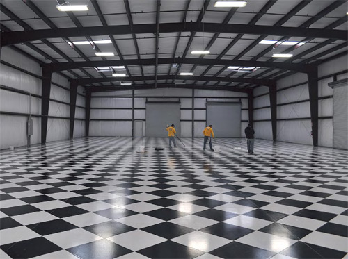 The first thing you'll notice about this private garage in Modesto, Calif., is how incredibly flawless the checkerboard pattern looks.