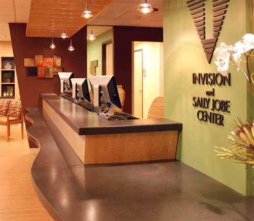 To greet visitors to a new facility, the Invision Sally Jobe radiology center in Denver, Colo., was looking for an aesthetically pleasing reception desk featuring a concrete countertop.