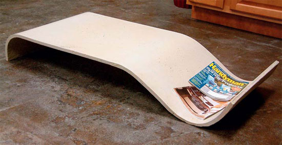 A magazine-holding table made with Xtreme Countertop mix.