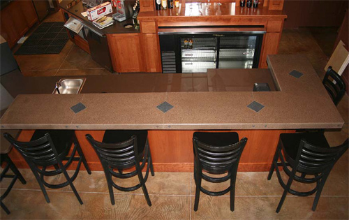 A kitchen bar-surround countertop by Innovative Concrete Technologies. It was made with 25 percent CSA cement.