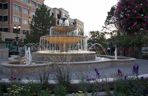 In the old world, such a fountain would have been carved from stone. In modern-day Colorado, builders used glass-fiber reinforced concrete.