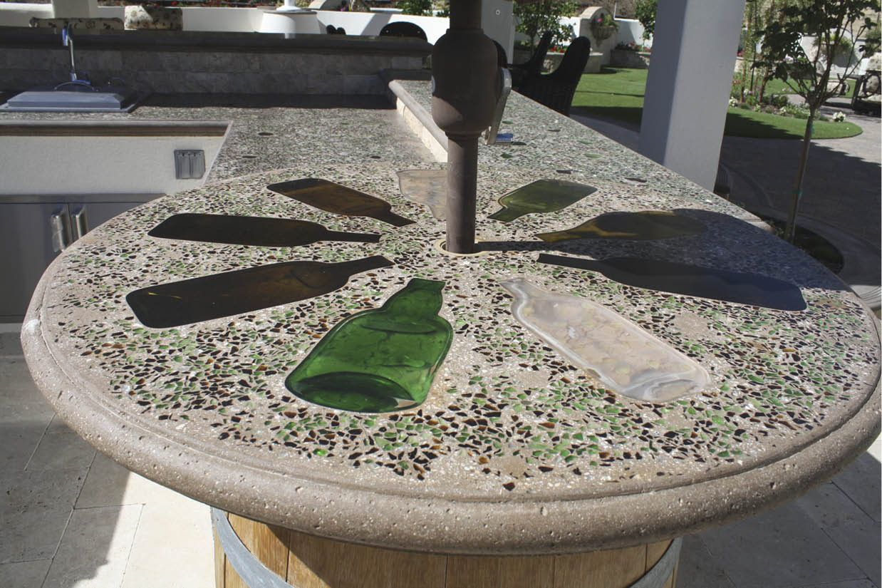 Try Crushed Glass Aggregate for Custom Concrete Countertops