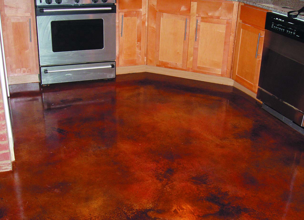 Cd0502 Layering Acid Stains On Concrete Kitchen Floor 