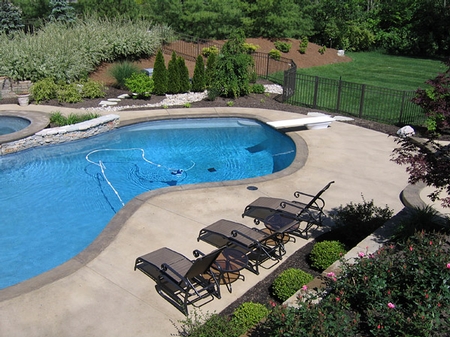 A look at a concrete pool deck.