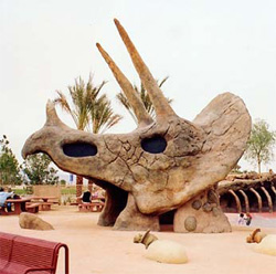 From a GFRC triceratops skeleton for a dinothemed playground to authentic-looking logs and trees for an orangutan enclosure, their fabrication work really runs the creative gamut.