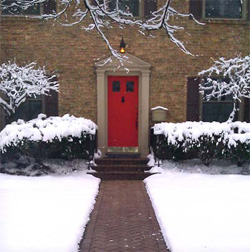 Snow will not stick where the concrete is heated from coils buried within the concrete.