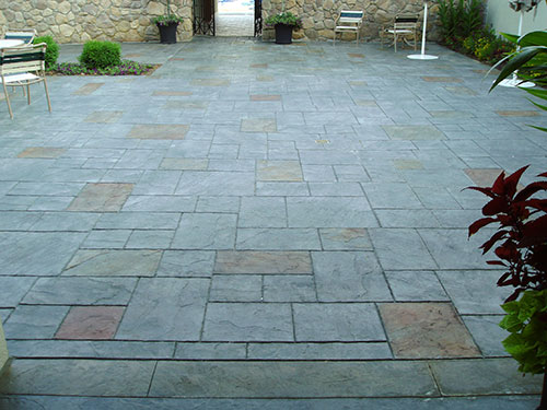 A large stamped concrete patio and how to recreate.