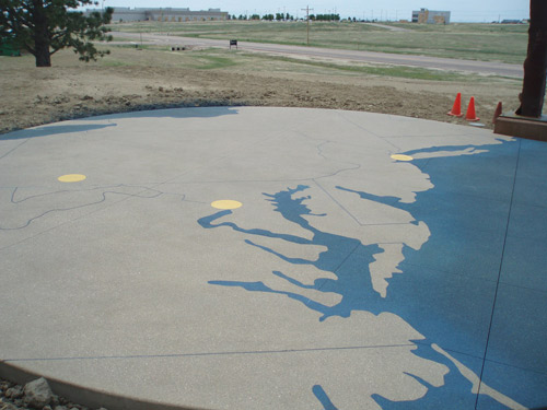 9/11 memorial stained concrete map at Schriever Air Force Base Colorado