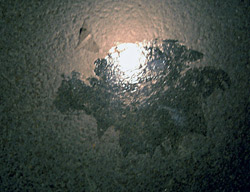 In this photo, the matte layer of a sealer on this concrete countertop has peeled off to reveal the shiny undercoat.