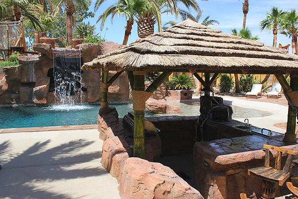 Concrete Stone And Sand Finishes In A Beach Themed Backyard Concrete Decor
