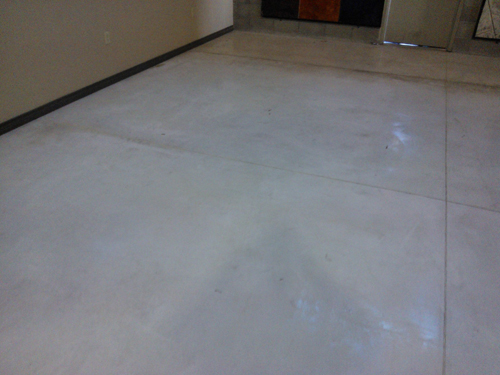 A look at the floor after acid gel was used to clean the spilled stain.